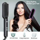 Hqt-909b Electric Hair Straightening & Curling Comb/brush – Dual-purpose Professional Hair Styler, Non-damaging Splint, | 2 In 1 Hair Straightener | ( Random Color )