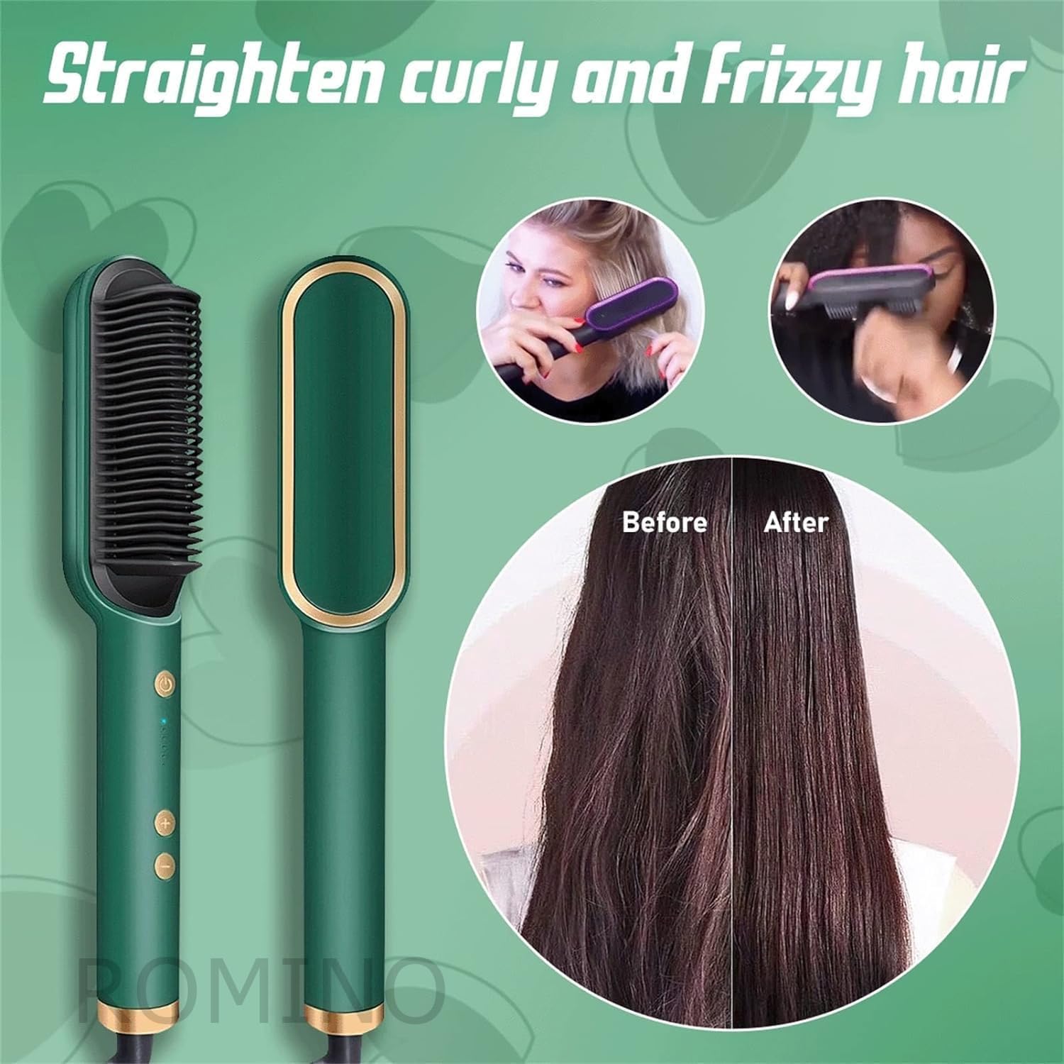 Hqt-909b Electric Hair Straightening & Curling Comb/brush – Dual-purpose Professional Hair Styler, Non-damaging Splint, | 2 In 1 Hair Straightener | ( Random Color )
