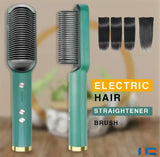 Hqt-909b Electric Hair Straightening & Curling Comb/brush – Dual-purpose Professional Hair Styler, Non-damaging Splint, | 2 In 1 Hair Straightener | ( Random Color )