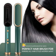 Hqt-909b Electric Hair Straightening & Curling Comb/brush – Dual-purpose Professional Hair Styler, Non-damaging Splint, | 2 In 1 Hair Straightener | ( Random Color )