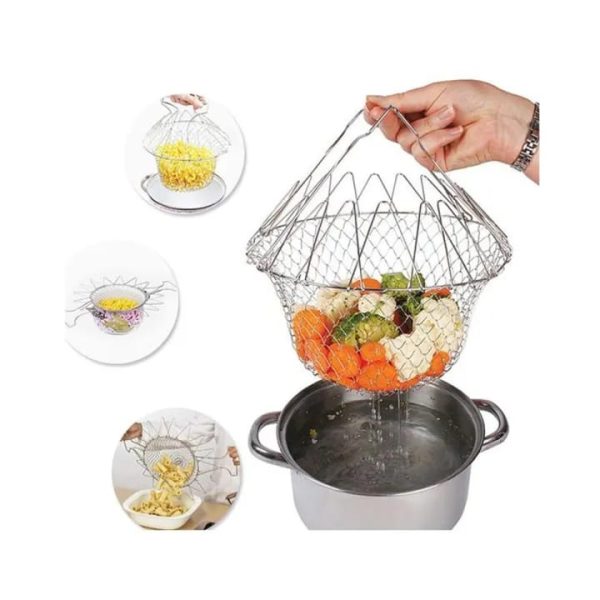 Stainless Steel Multi-Functional Foldable Chef Basket –  !  اب کھانے پکانا اور تلنا ہوا آسان