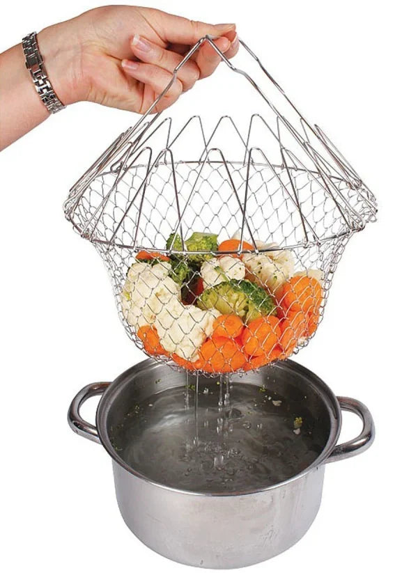 Stainless Steel Multi-Functional Foldable Chef Basket –  !  اب کھانے پکانا اور تلنا ہوا آسان