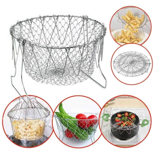 Stainless Steel Multi-Functional Foldable Chef Basket –  !  اب کھانے پکانا اور تلنا ہوا آسان